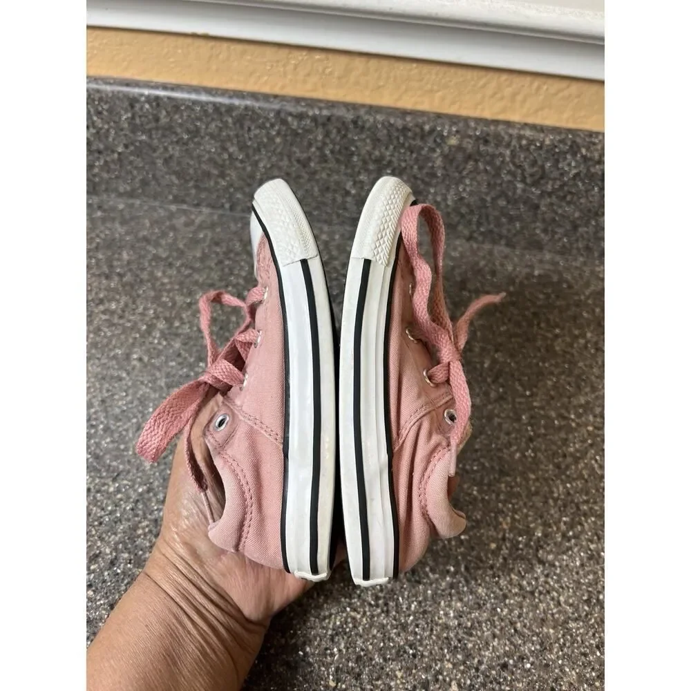 Converse Pink Canvas Sneakers Toddler Girls Size 9 Low Top Lace Up Padded Tongue